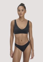 hessnatur Damen Bustier COTTON FEEL LACE aus Bio-Baumwolle - schwarz Grösse42