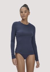 hessnatur Damen Longsleeve PURE FLOW aus TENCEL™ Modal - blau Grösse44