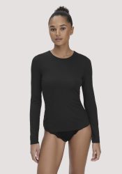 hessnatur Damen Longsleeve PURE FLOW aus TENCEL™ Modal - schwarz Grösse44