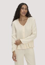 hessnatur Damen Musselin Pyjamabluse PURE COMFORT aus Bio-Baumwolle - naturfarben Grösse38