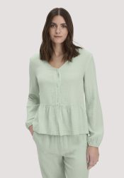 hessnatur Damen Musselin Pyjamabluse PURE COMFORT aus Bio-Baumwolle - grün Grösse34