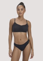 hessnatur Damen Pointelle Slip Regular Cut PURE COTTON aus Bio-Baumwolle - schwarz Grösse48