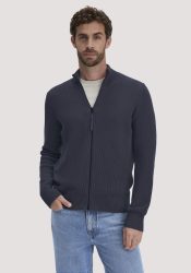 hessnatur Herren Strick Jacke Regular aus Bio-Baumwolle - blau GrösseXXL