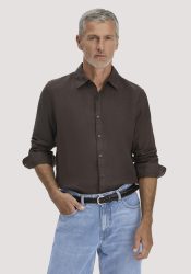 hessnatur Herren Hemd Regular aus Leinen - braun GrösseS (37/38)