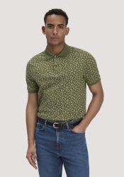 hessnatur Herren Print Piqué Polo Relaxed aus Bio-Baumwolle - grün Grösse46