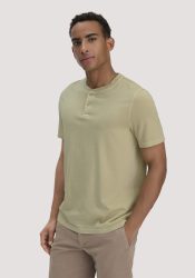 hessnatur Herren Heavy Jersey Henley Shirt Relaxed aus Bio-Baumwolle - grün Grösse52