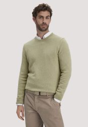 hessnatur Herren Strick Pullover Regular aus Bio-Merinowolle mit Bio-Baumwolle - grün GrösseXL