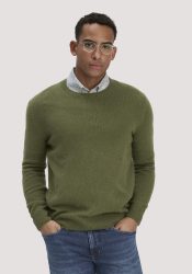 hessnatur Herren Strick Pullover Regular aus Bio-Merinowolle mit Bio-Baumwolle - grün GrösseS