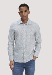 hessnatur Herren Print Hemd Regular aus Bio-Baumwolle - blau GrösseL (41/42)
