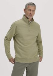 hessnatur Herren Sweat Troyer Regular BETTER RECYCLING aus Bio-Baumwolle - grün GrösseM