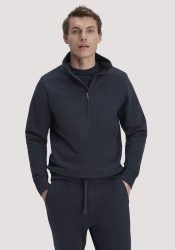hessnatur Herren Sweat Troyer Regular BETTER RECYCLING aus Bio-Baumwolle - blau GrösseS