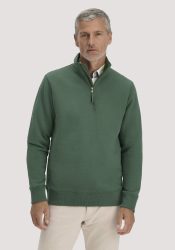 hessnatur Herren Sweat Troyer Regular BETTER RECYCLING aus Bio-Baumwolle - grün GrösseL