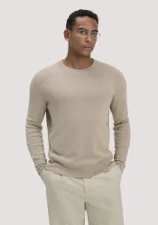 hessnatur Herren Milano Strick Pullover Regular aus Leinen mit Bio-Baumwolle und LENZING™ ECOVERO™ Viskose - beige GrösseS