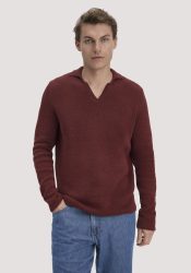 hessnatur Herren Milano Strick Polo Regular aus Leinen mit Bio-Baumwolle und LENZING™ ECOVERO™ Viskose - braun GrösseS