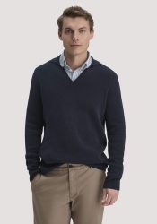 hessnatur Herren Milano Strick Polo Regular aus Leinen mit Bio-Baumwolle und LENZING™ ECOVERO™ Viskose - blau GrösseS