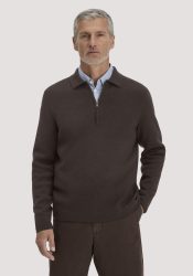 hessnatur Herren Milano Strick Polo Regular aus Bio-Baumwolle und Schurwolle - braun GrösseM