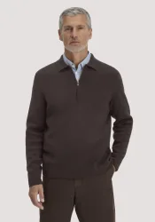 hessnatur Herren Milano Strick Polo Regular aus Bio-Baumwolle und Schurwolle - braun GrösseS