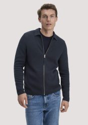 hessnatur Herren Milano Strick Jacke Regular aus Bio-Baumwolle mit Bio-Merinowolle - blau GrösseXXL