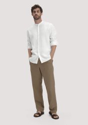 hessnatur Herren Hose ENEA Regular aus Bio-Baumwolle mit Leinen - braun Grösse32/32