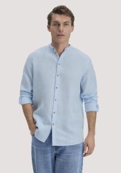 hessnatur Herren Hemd Regular aus Leinen - blau GrösseXXL (45/46)
