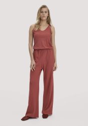 hessnatur Damen Jersey Jumpsuit Relaxed aus Leinen und Bio-Baumwolle - braun Grösse44