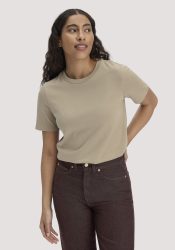 hessnatur Damen Heavy T-Shirt Relaxed aus Bio-Baumwolle - beige Grösse34