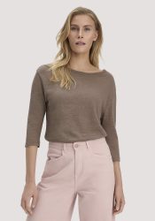 hessnatur Damen Longsleeve Relaxed aus Leinen mit reiner Bio-Baumwolle - braun Grösse42