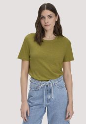 hessnatur Damen T-Shirt Relaxed aus Leinen und Bio-Baumwolle - grün Grösse46