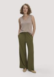 hessnatur Damen Jersey Hose Wide Leg Relaxed aus Leinen und Bio-Baumwolle - grün Grösse36