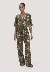hessnatur Damen Print Jersey Overall Relaxed aus Bio-Baumwolle - grün Grösse36