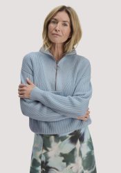hessnatur Damen Strick Troyer Relaxed aus Bio-Baumwolle - blau GrösseXL