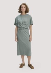 hessnatur Damen Jersey Kleid Midi Oversize aus Bio-Baumwolle - grün Grösse42