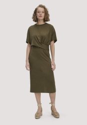 hessnatur Damen Jersey Kleid Midi Oversize aus Bio-Baumwolle - grün Grösse36