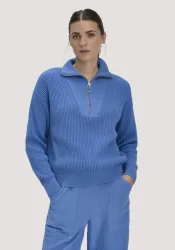 hessnatur Damen Strick Troyer Relaxed aus Bio-Baumwolle - blau GrösseXXL