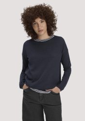 hessnatur Damen Strick Pullover Oversize aus TENCEL™ Lyocell mit Bio-Baumwolle - blau GrösseS