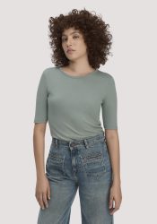 hessnatur Damen Softrib T-Shirt Fitted aus Bio-Baumwolle und TENCEL™ Modal - grün Grösse46