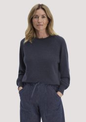 hessnatur Damen Strick Pullover Relaxed BETTER RECYCLING aus Cashmere - blau GrösseXS