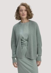 hessnatur Damen Strick Jacke Oversize aus Alpaka - grün GrösseS