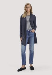 hessnatur Damen Strick Jacke Regular aus TENCEL™ Lyocell und Bio-Baumwolle - blau GrösseS