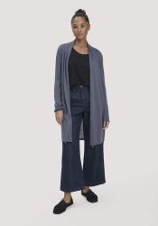 hessnatur Damen Strick Jacke Regular aus TENCEL™ Lyocell und Bio-Baumwolle - blau GrösseXS