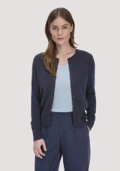 hessnatur Damen Strick Jacke Regular BETTER RECYCLING aus Cashmere - blau - Größe XL