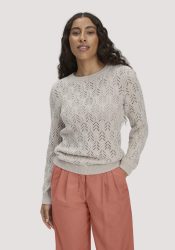 hessnatur Damen Strick Pullover Regular aus Bio-Baumwolle und Schurwolle - beige GrösseXXL
