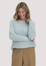 hessnatur Damen Strick Pullover Regular aus Bio-Baumwolle - blau GrösseXL