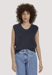 hessnatur Damen Strick Top Regular aus Bio-Baumwolle - blau GrösseM