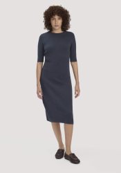 hessnatur Damen Strick Kleid Regular aus Bio-Baumwolle und Wolle - blau GrösseXS