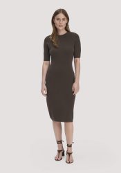 hessnatur Damen Strick Kleid Regular aus Bio-Baumwolle und Wolle - braun GrösseS