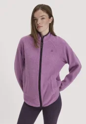 hessnatur Loungewear Fleece Jacke Relaxed ACTIVE LIGHT aus Bio-Baumwolle - lila - Größe S