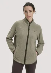 hessnatur Loungewear Fleece Jacke Relaxed ACTIVE LIGHT aus Bio-Baumwolle - grün - Größe M