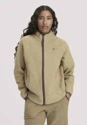 hessnatur Loungewear Fleece Jacke Relaxed ACTIVE LIGHT aus Bio-Baumwolle - beige - Größe XL
