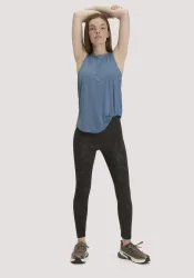 hessnatur Loungewear Leggings Medium Cut ACTIVE LIGHT aus Bio-Baumwolle - blau - Größe S
